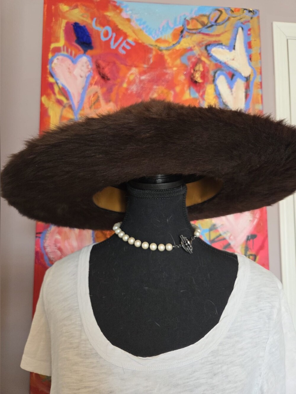 Vintage 1950s Brushed Fur Felt Wide Brim Hat | Sombrereria Esmeralda Santiago